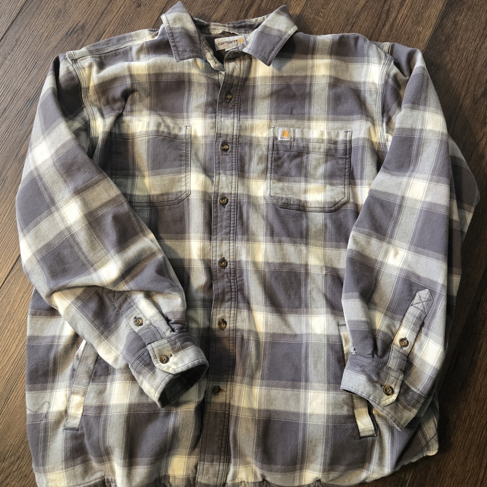 Carhartt Gray Flannel Fleece Lined Shirt Jack